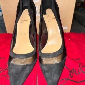 Christian Louboutin Black Mesh Women's Shoes